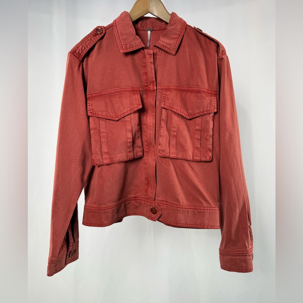 NWT Young‎ Fabulous & Broke Utility Denim Jacket in Rust Size Small